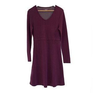 Toad&Co deep magenta stretchy long sleeve skater dress